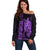 Custom Hawaii Off Shoulder Sweater King Kamehameha - Purple LT9 Women Purple - Polynesian Pride