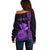 Custom Hawaii Off Shoulder Sweater King Kamehameha - Purple LT9 - Polynesian Pride