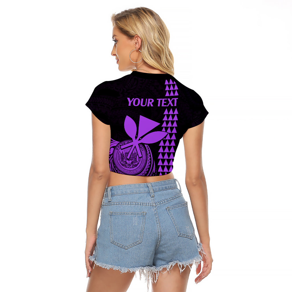 Custom Hawaii Raglan Cropped T Shirt King Kamehameha - Purple LT9 - Polynesian Pride