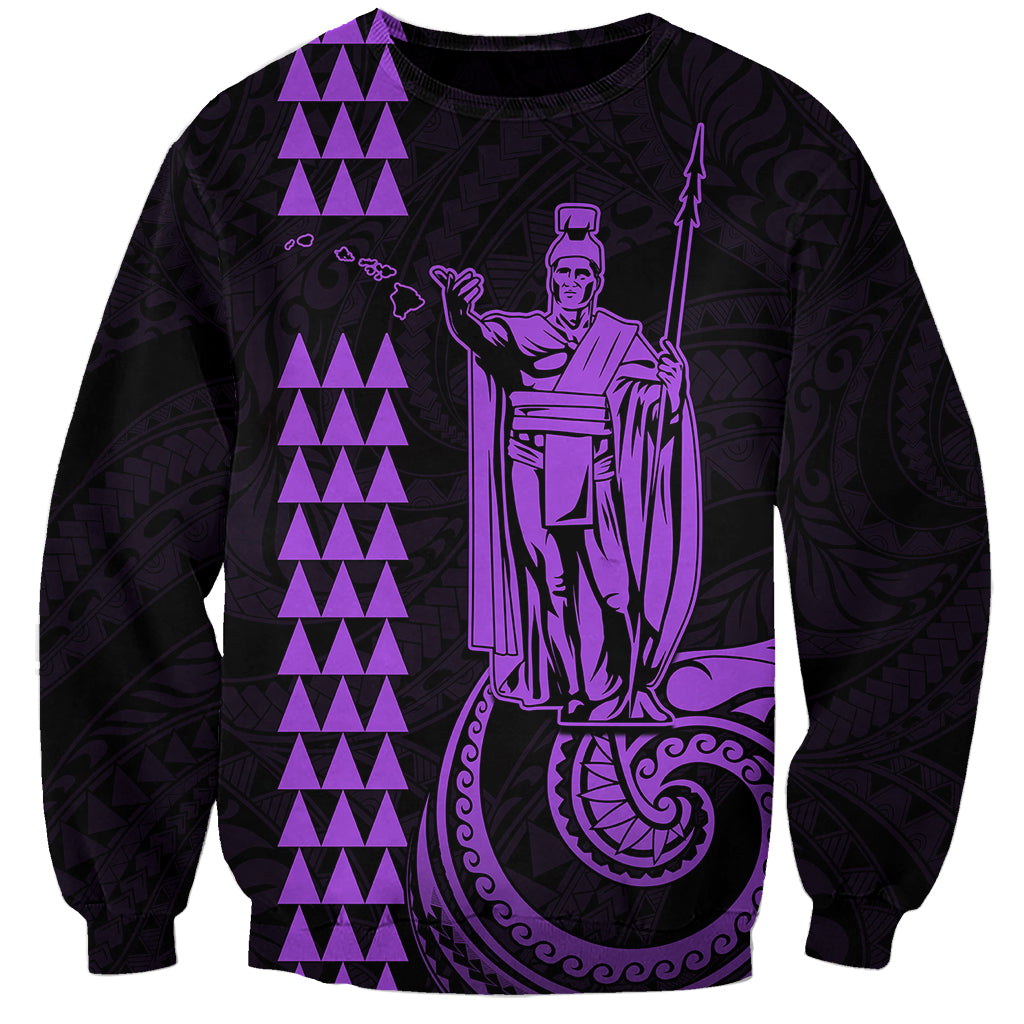 Custom Hawaii Sweatshirt King Kamehameha - Purple LT9 Unisex Purple - Polynesian Pride