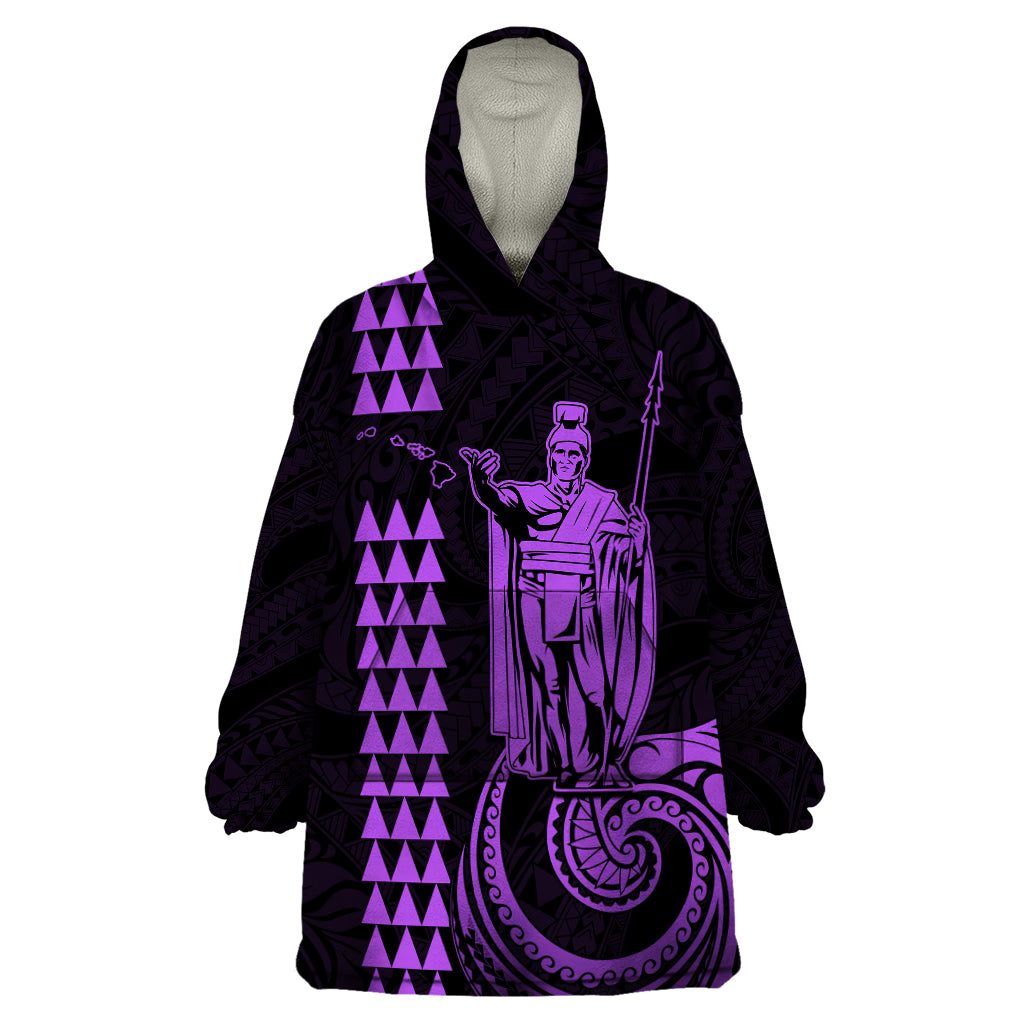 Custom Hawaii Wearable Blanket Hoodie King Kamehameha - Purple LT9 One Size Purple - Polynesian Pride