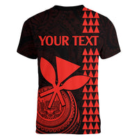 Custom Hawaii Women V Neck T Shirt King Kamehameha - Red LT9 - Polynesian Pride