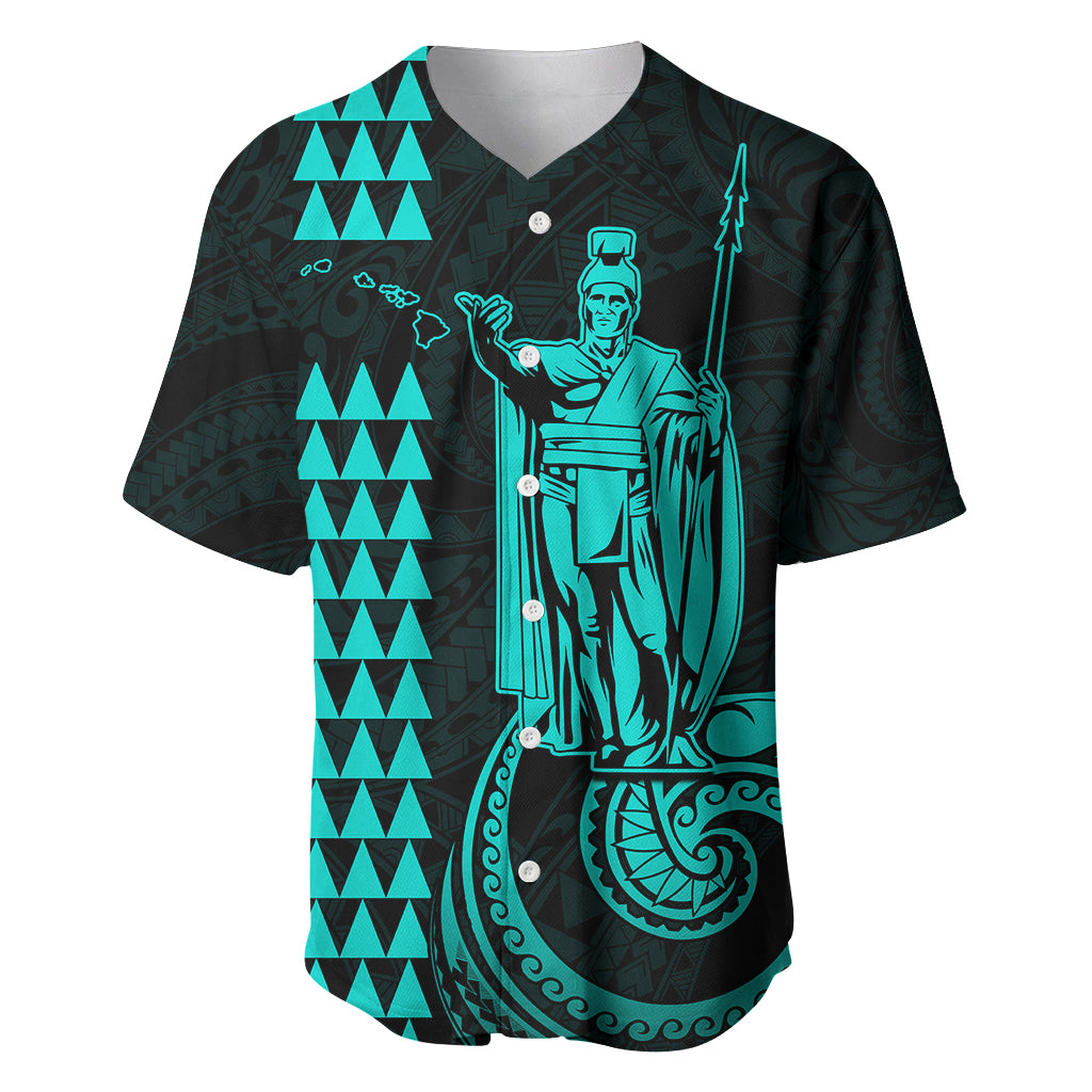 Custom Hawaii Baseball Jersey King Kamehameha - Turquoise LT9 Turquoise - Polynesian Pride