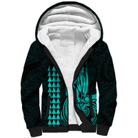 Custom Hawaii Sherpa Hoodie King Kamehameha - Turquoise LT9 Unisex Turquoise - Polynesian Pride