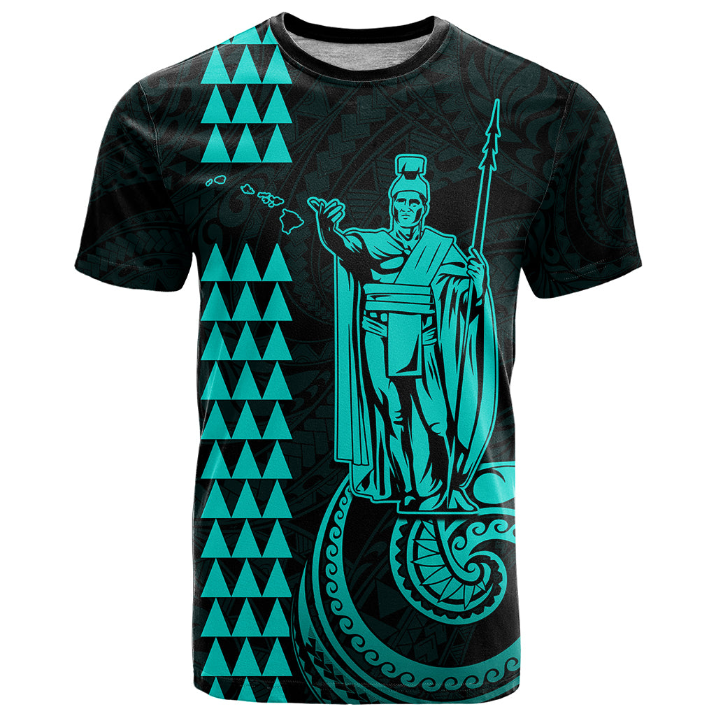 Custom Hawaii T Shirt King Kamehameha Turquoise LT9 Turquoise - Polynesian Pride