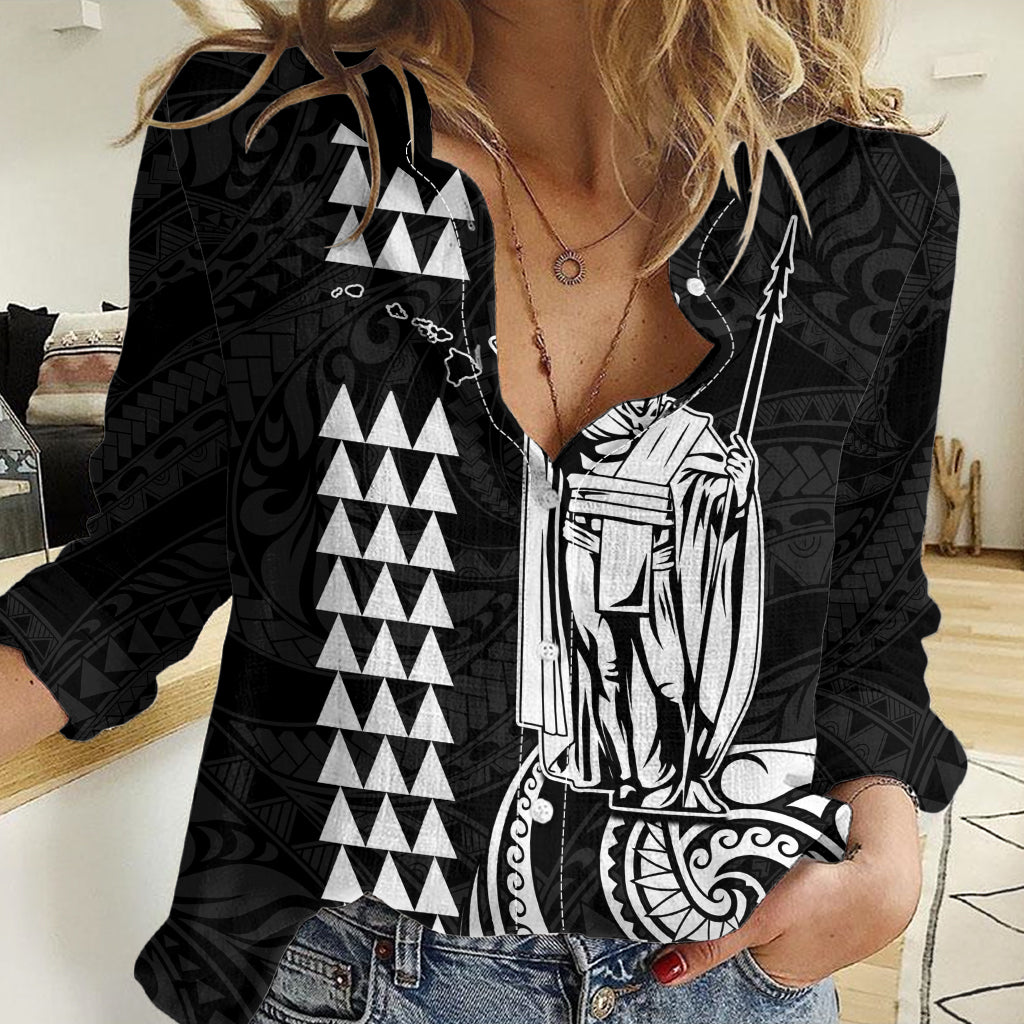 Custom Hawaii Women Casual Shirt King Kamehameha - White LT9 Female White - Polynesian Pride