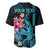 Custom Polynesian Baseball Jersey Hawaiian Warriors with Tribal Shark Tattoos - Blue LT9 - Polynesian Pride