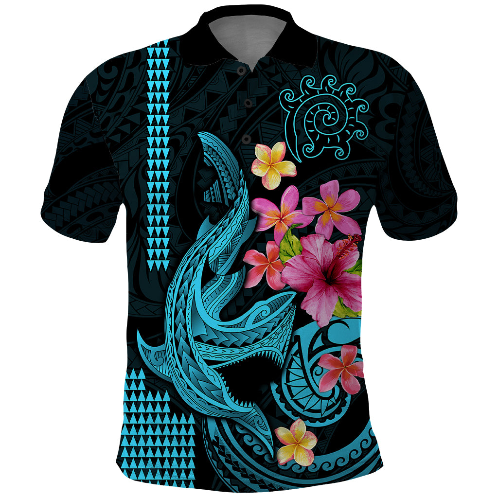 Custom Polynesian Polo Shirt Hawaiian Warriors with Tribal Shark Tattoos Blue LT9 Blue - Polynesian Pride