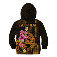 Custom Polynesian Kid Hoodie Hawaiian Warriors with Tribal Shark Tattoos - Gold LT9 - Polynesian Pride