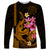 Custom Polynesian Long Sleeve Shirt Hawaiian Warriors with Tribal Shark Tattoos - Gold LT9 Unisex Gold - Polynesian Pride