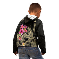 Custom Polynesian Kid Hoodie Hawaiian Warriors with Tribal Shark Tattoos - Nude LT9 - Polynesian Pride