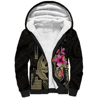 Custom Polynesian Sherpa Hoodie Hawaiian Warriors with Tribal Shark Tattoos - Nude LT9 Unisex Nude - Polynesian Pride