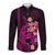 Custom Polynesian Long Sleeve Button Shirt Hawaiian Warriors with Tribal Shark Tattoos - Pink LT9 Unisex Pink - Polynesian Pride