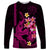 Custom Polynesian Long Sleeve Shirt Hawaiian Warriors with Tribal Shark Tattoos - Pink LT9 Unisex Pink - Polynesian Pride