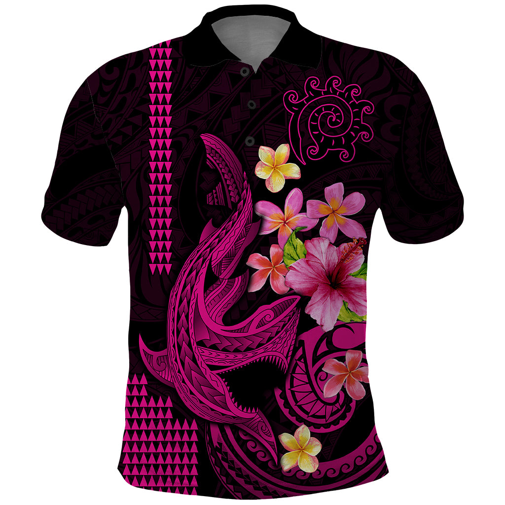 Custom Polynesian Polo Shirt Hawaiian Warriors with Tribal Shark Tattoos Pink LT9 Pink - Polynesian Pride