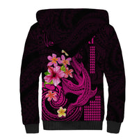 Custom Polynesian Sherpa Hoodie Hawaiian Warriors with Tribal Shark Tattoos - Pink LT9 - Polynesian Pride