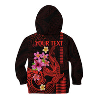Custom Polynesian Kid Hoodie Hawaiian Warriors with Tribal Shark Tattoos - Red LT9 - Polynesian Pride