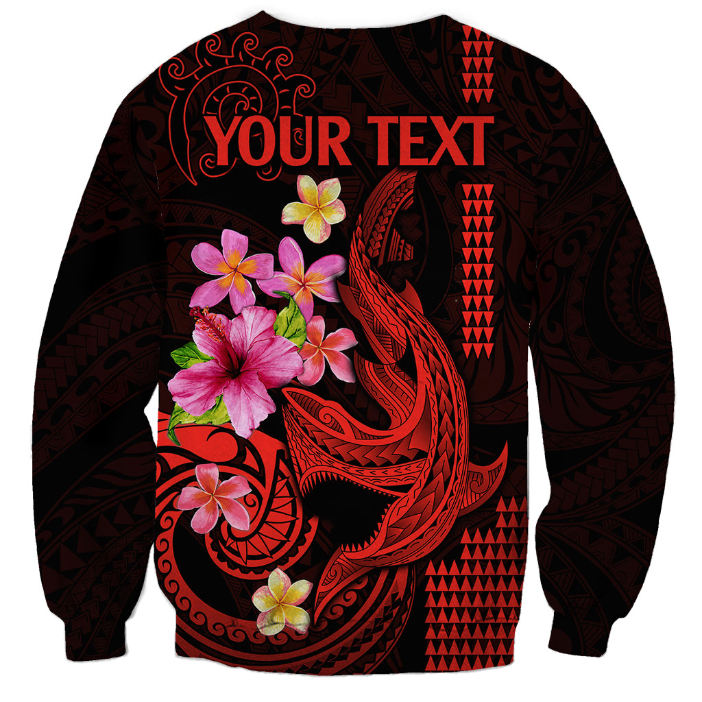 Custom Polynesian Sweatshirt Hawaiian Warriors with Tribal Shark Tattoos - Red LT9 - Polynesian Pride