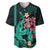 Custom Polynesian Baseball Jersey Hawaiian Warriors with Tribal Shark Tattoos - Turquoise LT9 Turquoise - Polynesian Pride