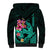 Custom Polynesian Sherpa Hoodie Hawaiian Warriors with Tribal Shark Tattoos - Turquoise LT9 - Polynesian Pride