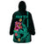 Custom Polynesian Wearable Blanket Hoodie Hawaiian Warriors with Tribal Shark Tattoos - Turquoise LT9 - Polynesian Pride