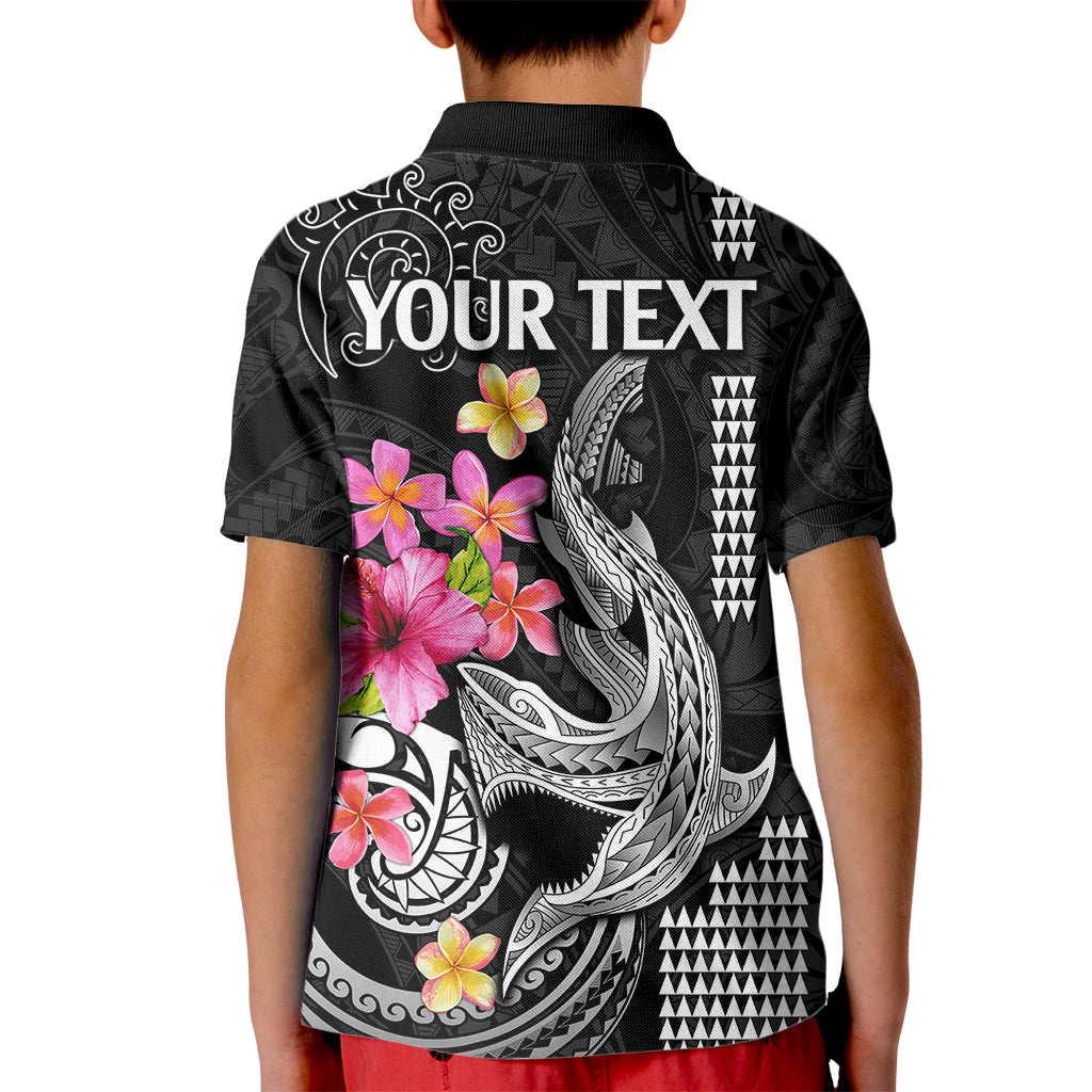 Custom Polynesian Kid Polo Shirt Hawaiian Warriors with Tribal Shark Tattoos - White LT9 - Polynesian Pride