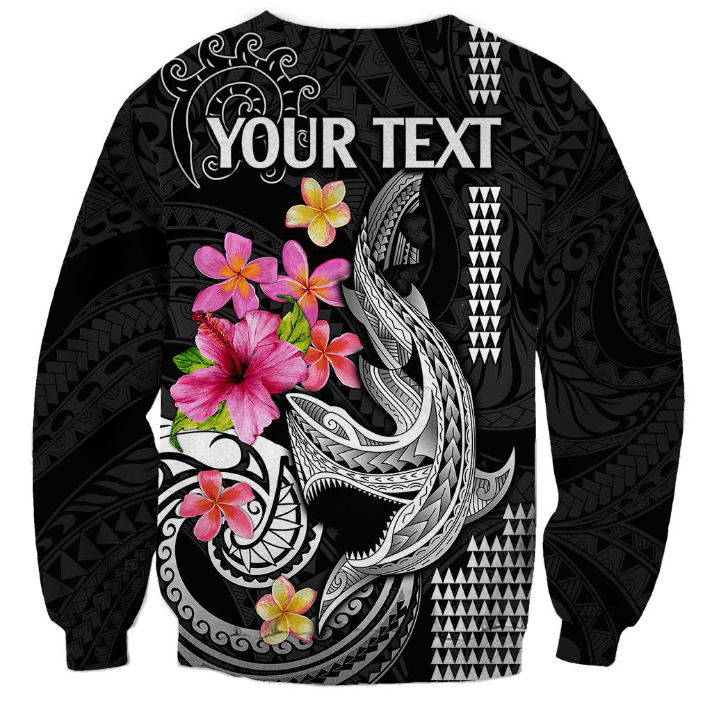 Custom Polynesian Sweatshirt Hawaiian Warriors with Tribal Shark Tattoos - White LT9 - Polynesian Pride