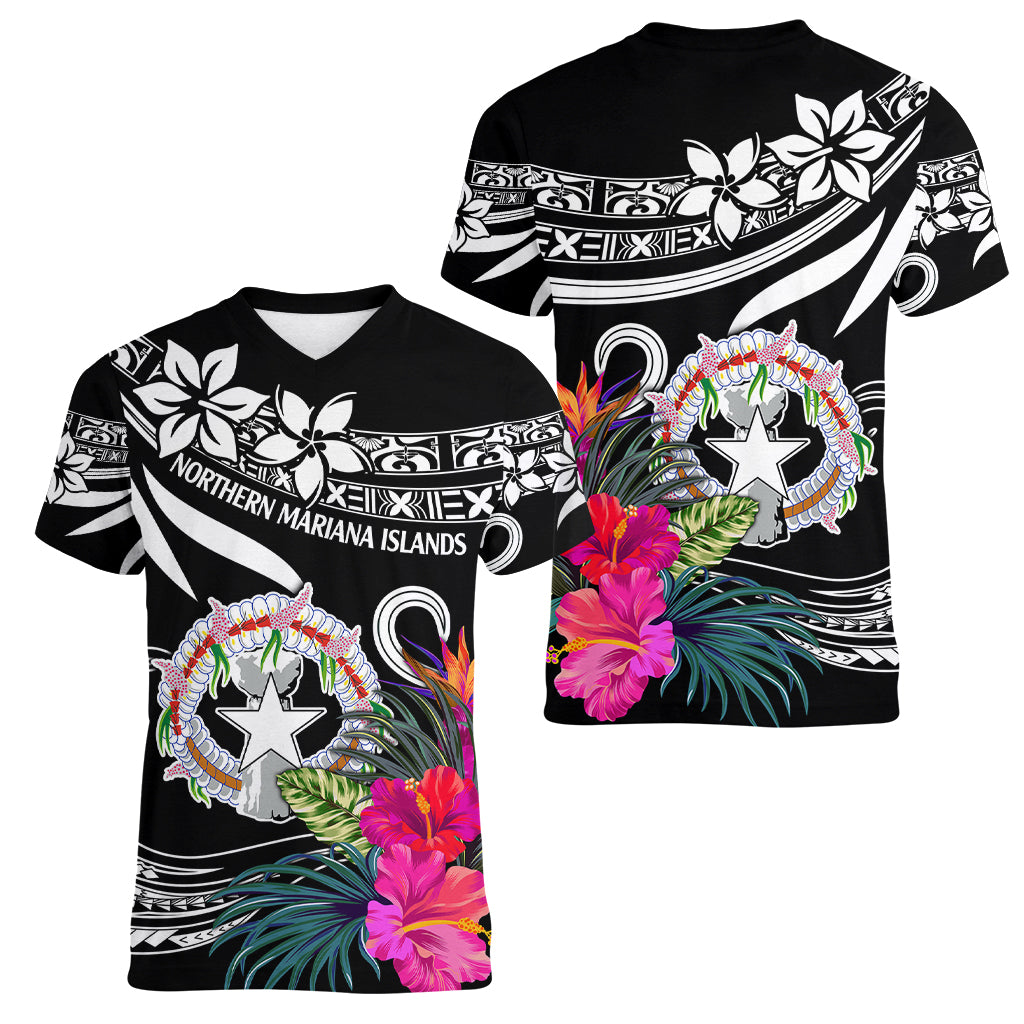 Northern Mariana Islands Women V Neck T Shirt Happy Independence Day LT9 - Polynesian Pride