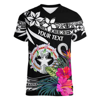 Custom Northern Mariana Islands Women V Neck T Shirt Happy Independence Day LT9 Female White - Polynesian Pride