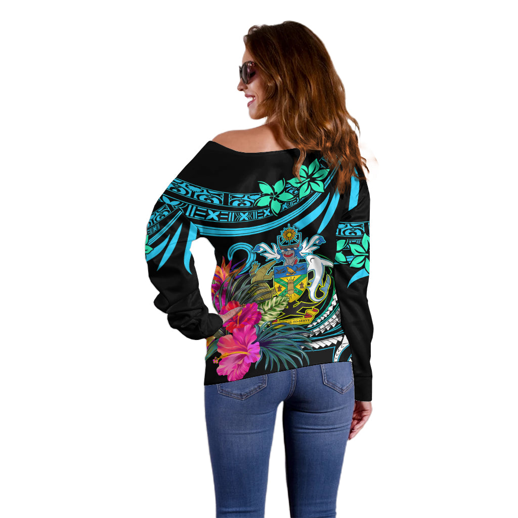 Custom Solomon Islands Off Shoulder Sweater Happy Independence Day LT9 - Polynesian Pride