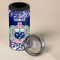 Personalised Samoa Coat Of Arms 4 in 1 Can Cooler Tumbler With Polynesian Pattern Version
