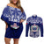 Personalised Samoa Coat Of Arms Couples Matching Off Shoulder Short Dress and Long Sleeve Button Shirt With Polynesian Pattern Version