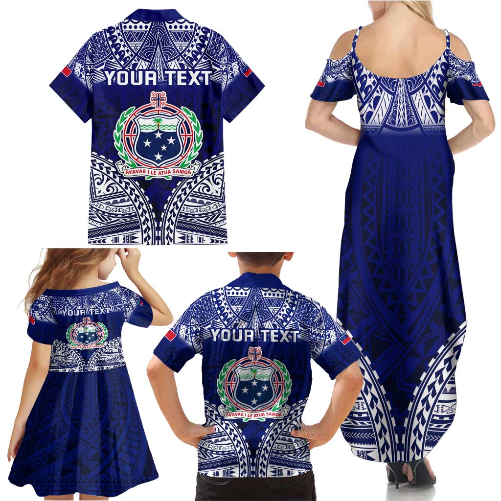 Personalised Samoa Coat Of Arms Family Matching Summer Maxi Dress and Hawaiian Shirt With Polynesian Pattern Version
