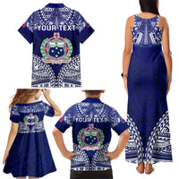 Personalised Samoa Coat Of Arms Family Matching Tank Maxi Dress and Hawaiian Shirt With Polynesian Pattern Version