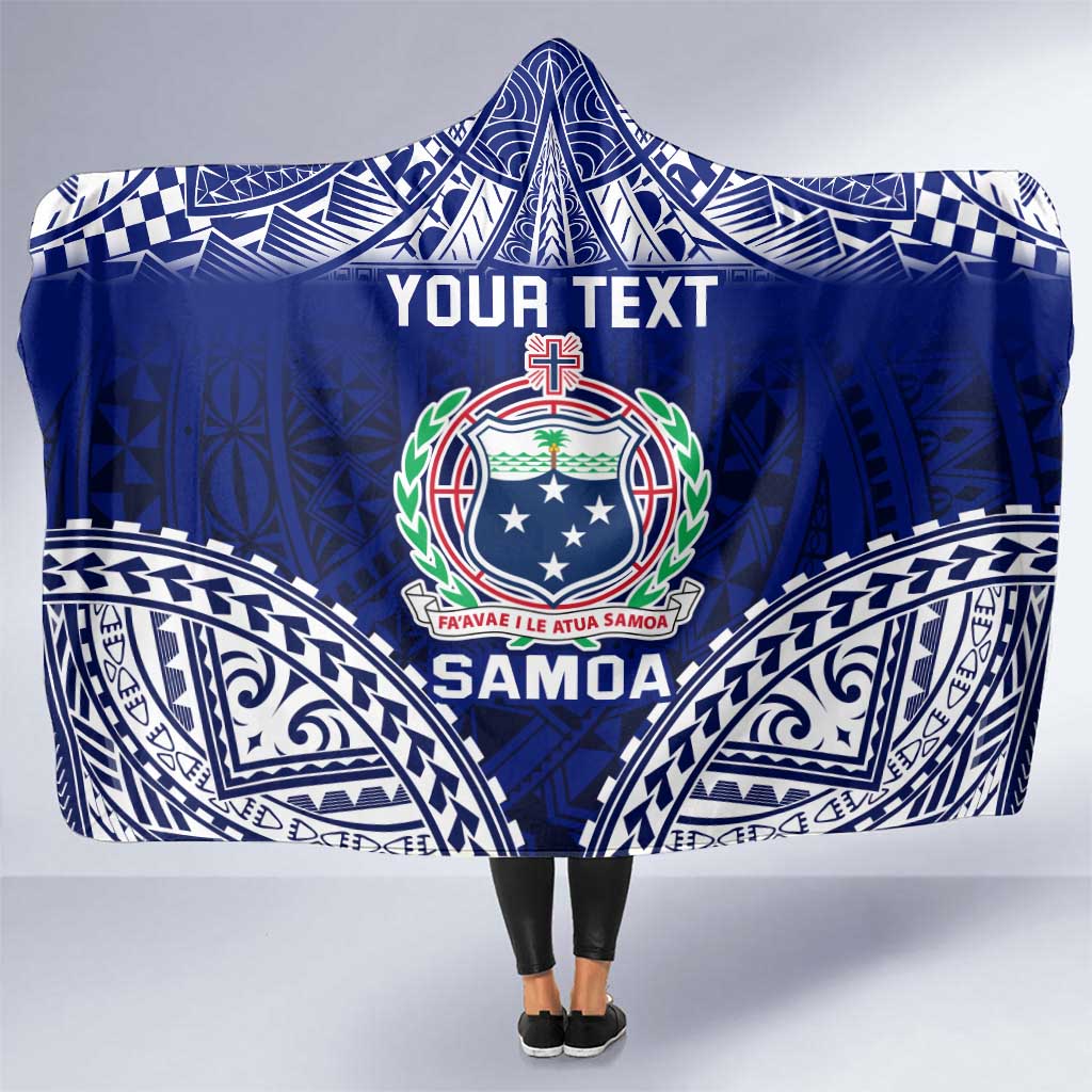 Personalised Samoa Coat Of Arms Hooded Blanket With Polynesian Pattern Version