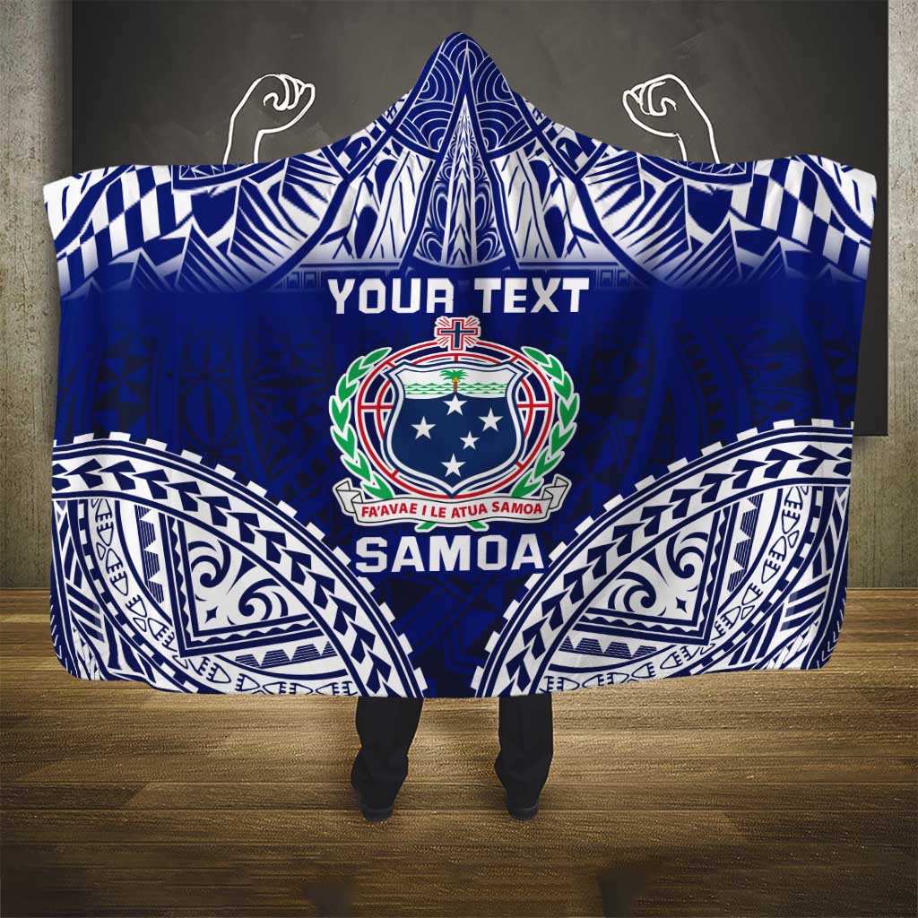 Personalised Samoa Coat Of Arms Hooded Blanket With Polynesian Pattern Version