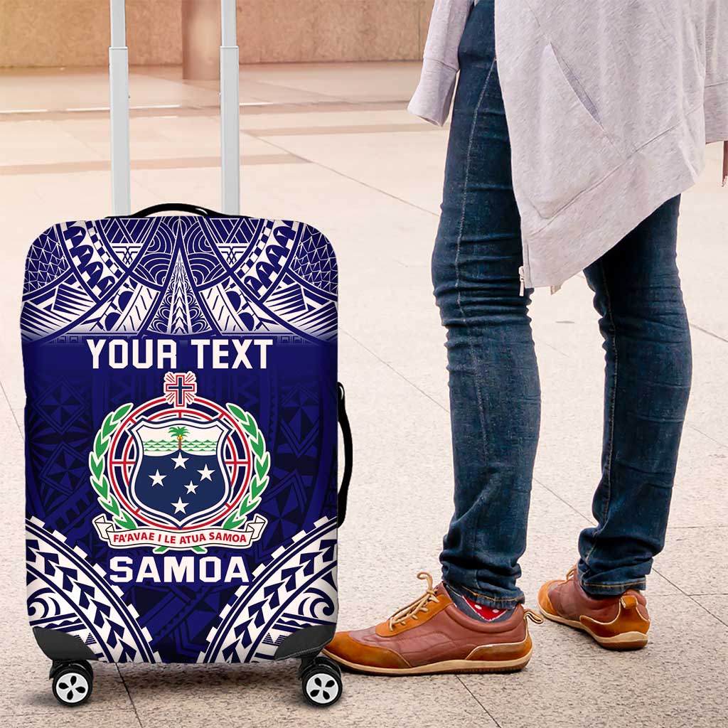 Personalised Samoa Coat Of Arms Luggage Cover With Polynesian Pattern Version