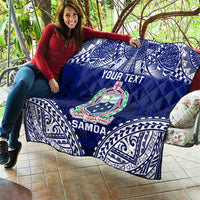 Personalised Samoa Coat Of Arms Quilt With Polynesian Pattern Version