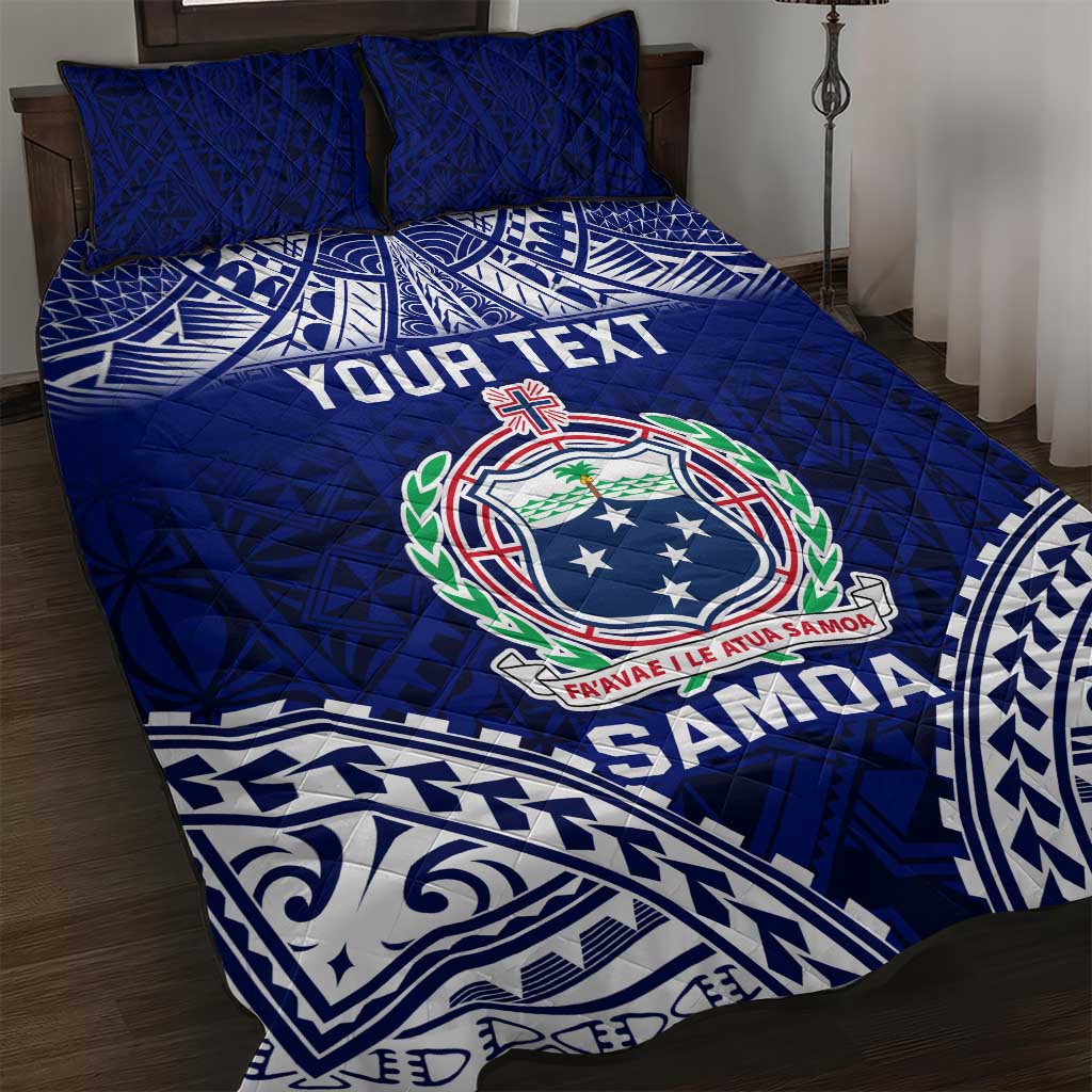 Personalised Samoa Coat Of Arms Quilt Bed Set With Polynesian Pattern Version