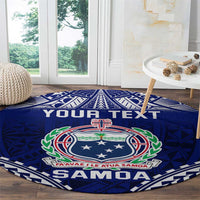 Personalised Samoa Coat Of Arms Round Carpet With Polynesian Pattern Version