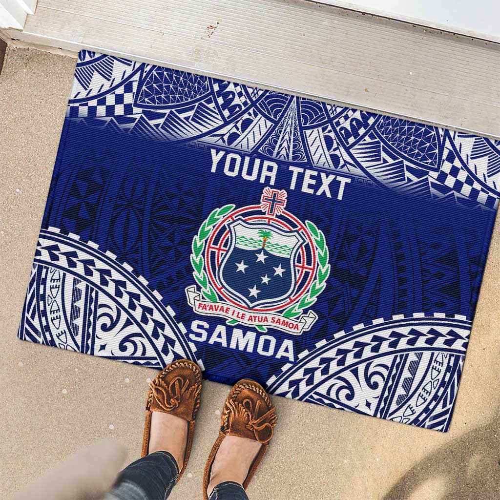 Personalised Samoa Coat Of Arms Rubber Doormat With Polynesian Pattern Version