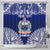 Personalised Samoa Coat Of Arms Shower Curtain With Polynesian Pattern Version