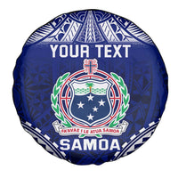 Personalised Samoa Coat Of Arms Spare Tire Cover With Polynesian Pattern Version