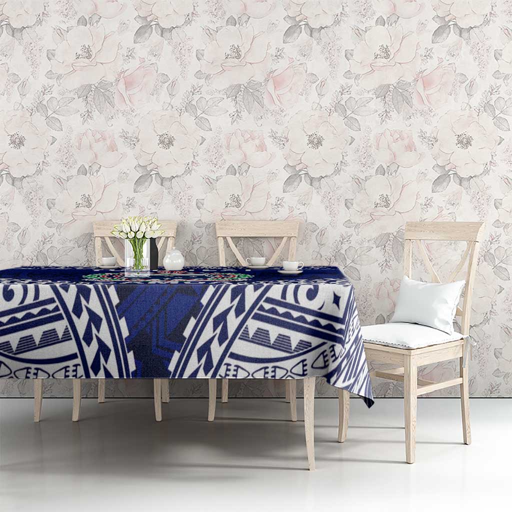 Personalised Samoa Coat Of Arms Tablecloth With Polynesian Pattern Version