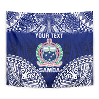Personalised Samoa Coat Of Arms Tapestry With Polynesian Pattern Version
