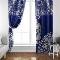 Personalised Samoa Coat Of Arms Window Curtain With Polynesian Pattern Version