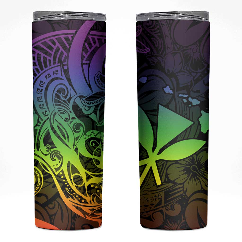 Polynesian Tribal Plumeria Skinny Tumbler with Hawaii Kanaka Maoli Reggae Version