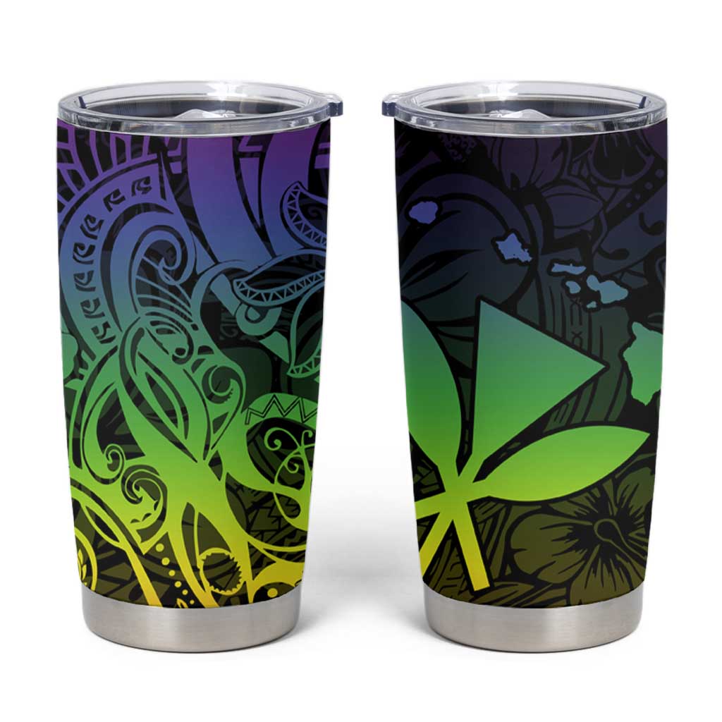 Polynesian Tribal Plumeria Tumbler Cup with Hawaii Kanaka Maoli Reggae Version