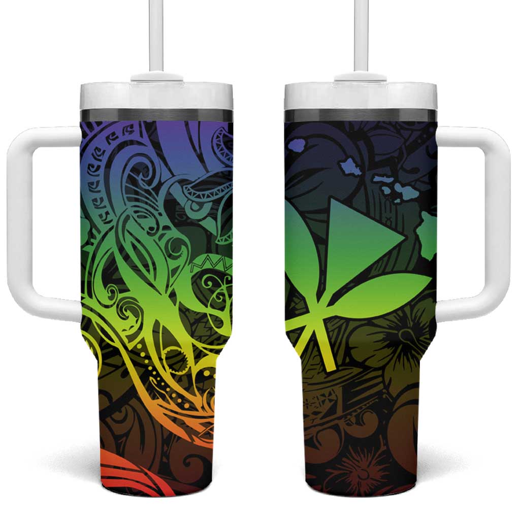 Polynesian Tribal Plumeria Tumbler With Handle with Hawaii Kanaka Maoli Reggae Version