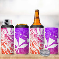 Polynesian Tribal Plumeria 4 in 1 Can Cooler Tumbler with Hawaii Kanaka Maoli Purple Gradient Version